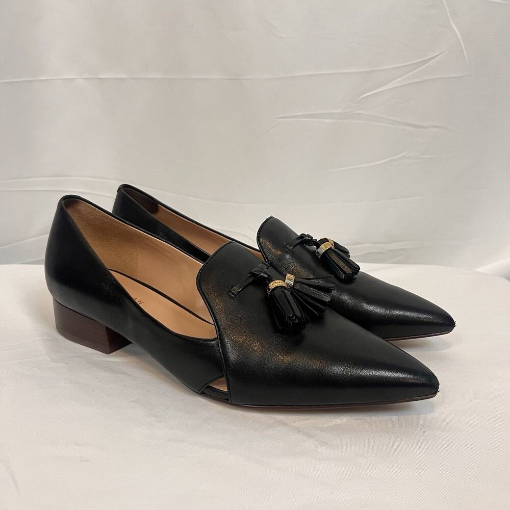 Cole Haan Classic Preppy Leather Pointed Toe Ballet Flat Shoes Womens 7B Black